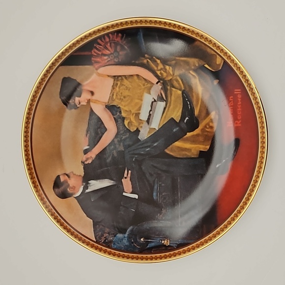 Edwin M Knowles China Co. Flirting in the Parlor Norman Rockwell Porcelain Plate - Picture 1 of 9